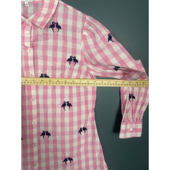 Crown & Ivy Pink Gingham Flamingo Embroidered - Picture 5 of 8